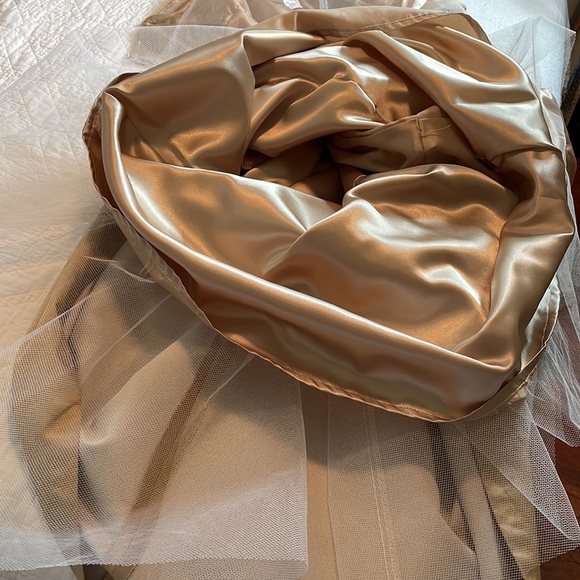 Jenny Yoo Silk Strapless Gold Gown with Back Bustle - Picture 5 of 11